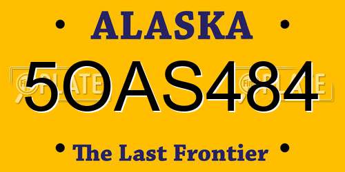 5OAS484 Alaska License Plate