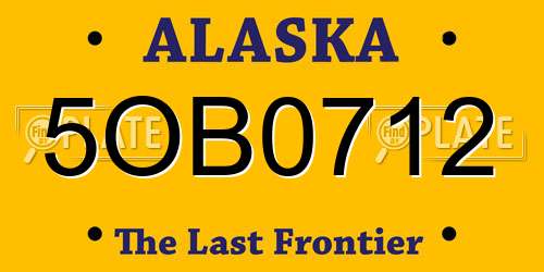 5OB0712 Alaska License Plate