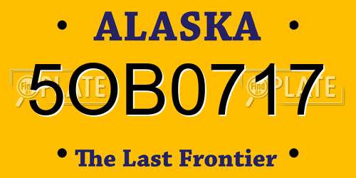 5OB0717 Alaska License Plate