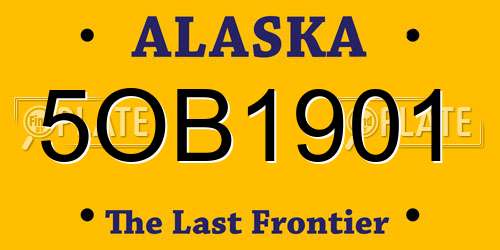 5OB1901 Alaska License Plate