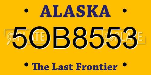 5OB8553 Alaska License Plate