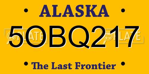 5OBQ217 Alaska License Plate