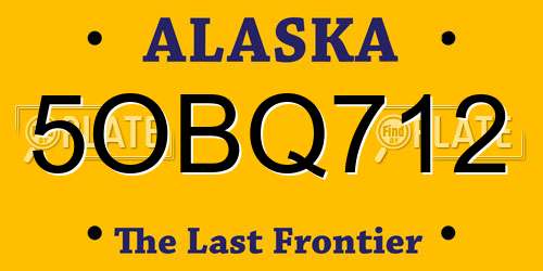 5OBQ712 Alaska License Plate