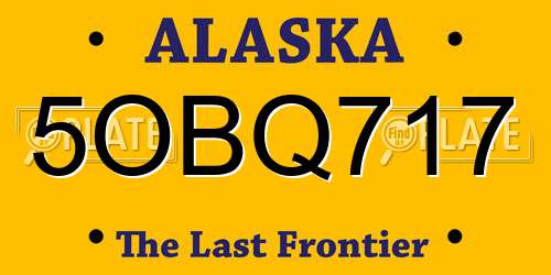 5OBQ717 Alaska License Plate