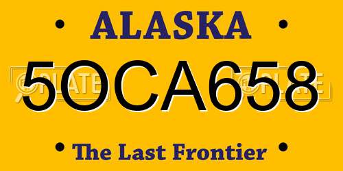 5OCA658 Alaska License Plate