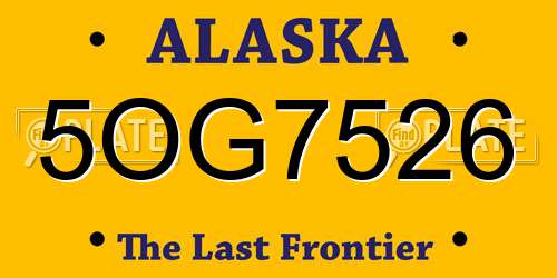 5OG7526 Alaska License Plate