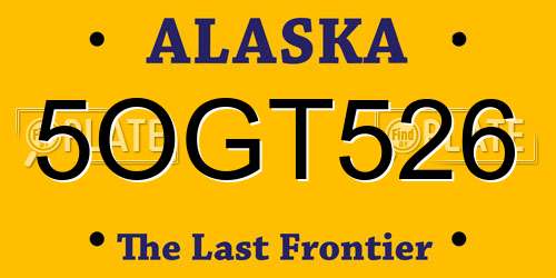 5OGT526 Alaska License Plate