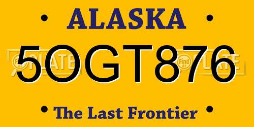 5OGT876 Alaska License Plate