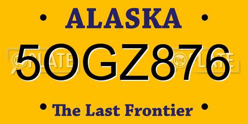 5OGZ876 Alaska License Plate