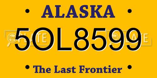 5OL8599 Alaska License Plate