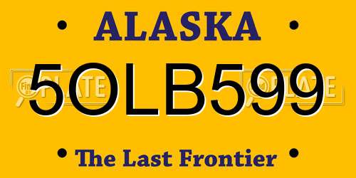 5OLB599 Alaska License Plate
