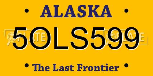 5OLS599 Alaska License Plate