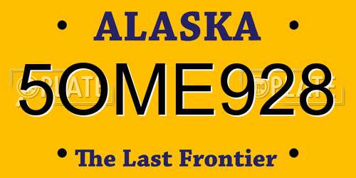 5OME928 Alaska License Plate