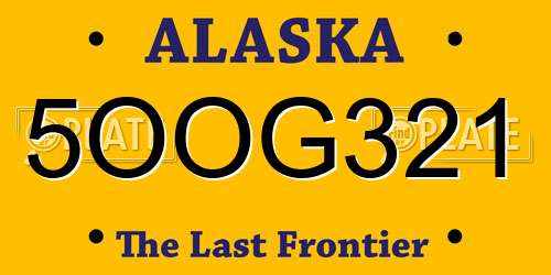 5OOG321 Alaska License Plate