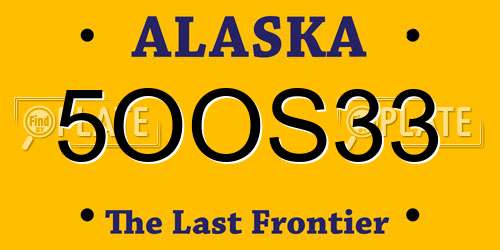 5OOS33 Alaska License Plate