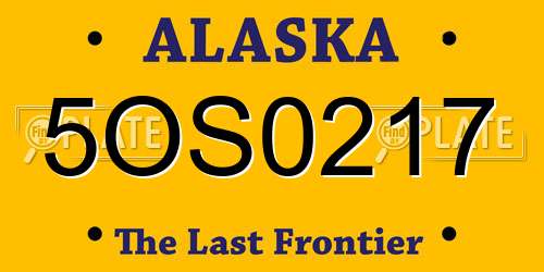 5OS0217 Alaska License Plate