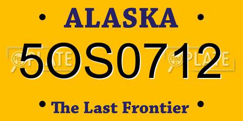 5OS0712 Alaska License Plate
