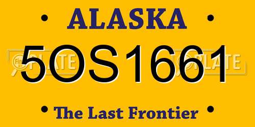 5OS1661 Alaska License Plate