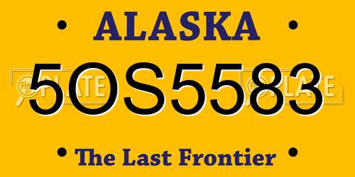 5OS5583 Alaska License Plate
