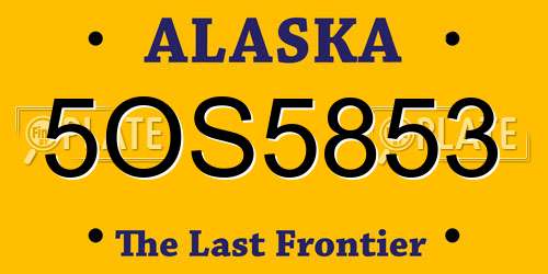 5OS5853 Alaska License Plate