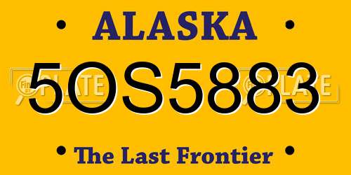 5OS5883 Alaska License Plate
