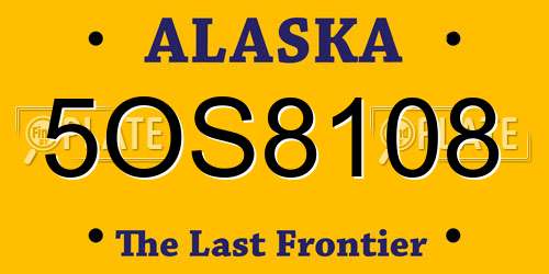 5OS8108 Alaska License Plate