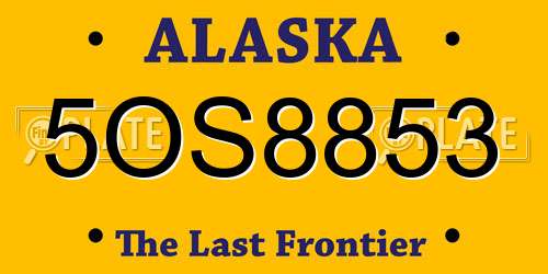 5OS8853 Alaska License Plate
