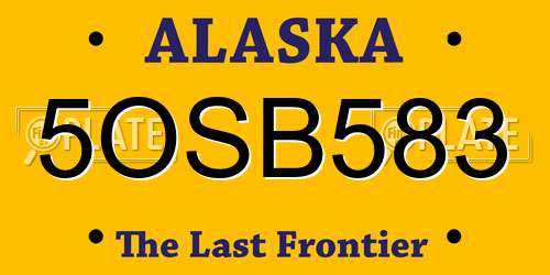 5OSB583 Alaska License Plate