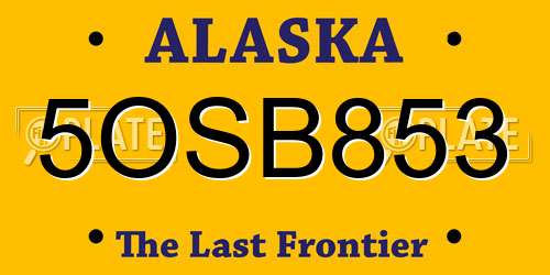 5OSB853 Alaska License Plate