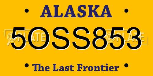 5OSS853 Alaska License Plate
