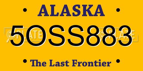 5OSS883 Alaska License Plate