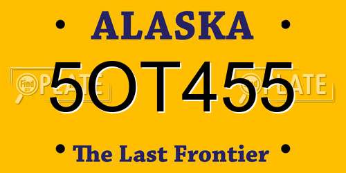 5OT455 Alaska License Plate