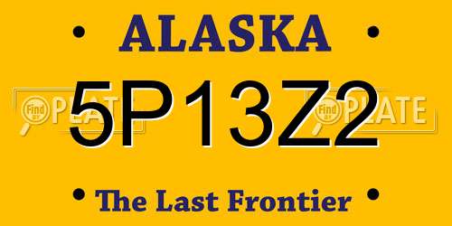 5P13Z2 Alaska License Plate