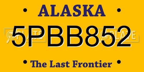 5PBB852 Alaska License Plate