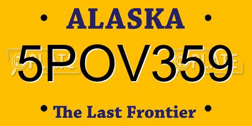 5POV359 Alaska License Plate
