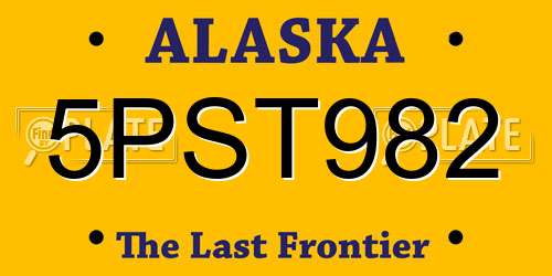 5PST982 Alaska License Plate