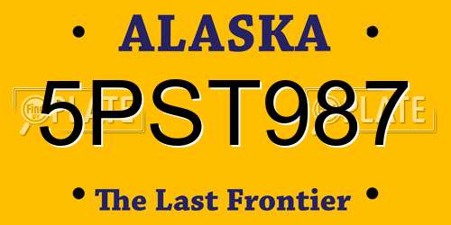 5PST987 Alaska License Plate