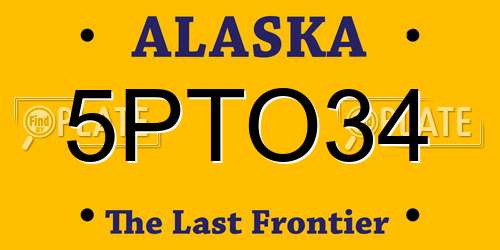 5PTO34 Alaska License Plate