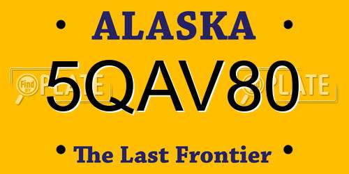 5QAV80 Alaska License Plate