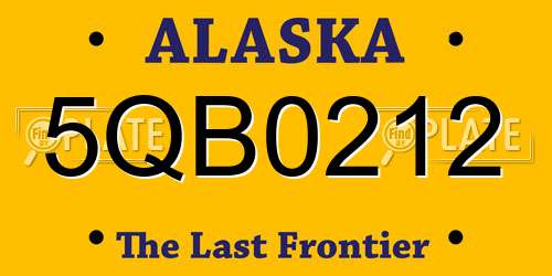 5QB0212 Alaska License Plate