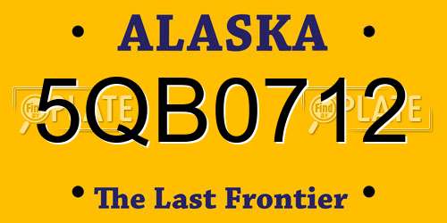 5QB0712 Alaska License Plate