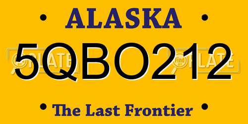 5QBO212 Alaska License Plate