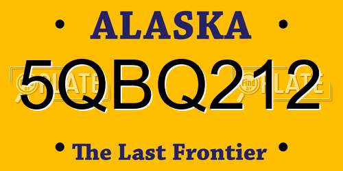 5QBQ212 Alaska License Plate