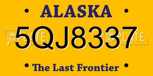 5QJ8337 Alaska License Plate