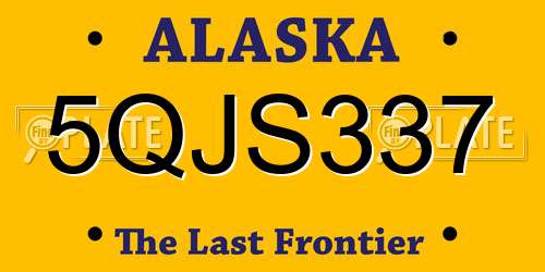 5QJS337 Alaska License Plate