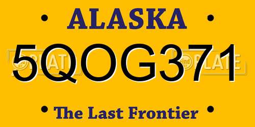 5QOG371 Alaska License Plate