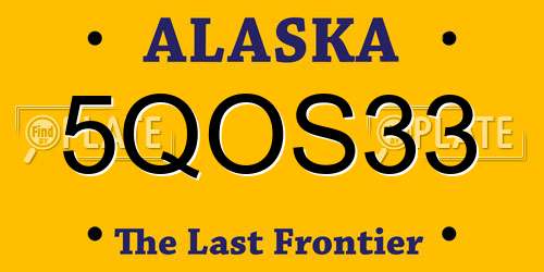 5QOS33 Alaska License Plate