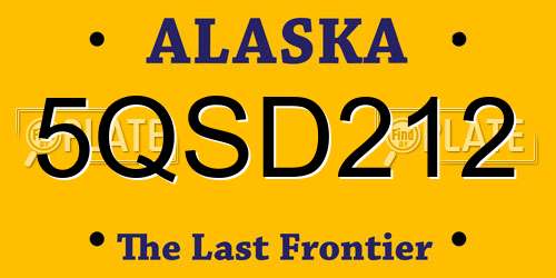 5QSD212 Alaska License Plate