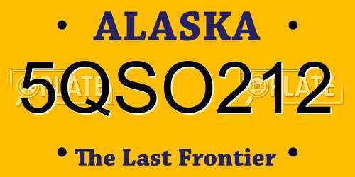 5QSO212 Alaska License Plate