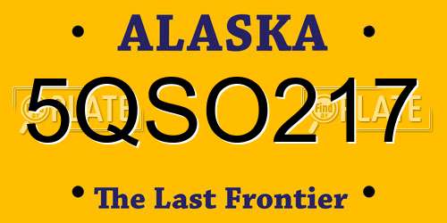 5QSO217 Alaska License Plate